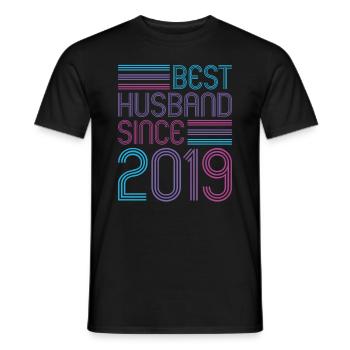 Best Husband since 2019 2nd Wedding Anniversary - Men's T-Shirt - black - Front - AI Model Male 178 light (178cm)