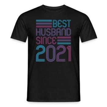 Best Husband since 2021 1st Wedding Anniversary - Men's T-Shirt - black - Front - AI Model Male 178 light (178cm)