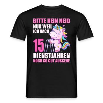 15 Jahre im Dienst 15 Jähriges Dienstjubiläum - Männer T-Shirt - Schwarz - Vorne - AI Model Male 178 light (178cm)