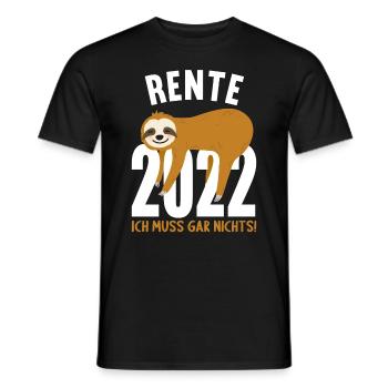 Faultier Ruhestand Rentnerin Rentner Rente 2022 - Männer T-Shirt - Schwarz - Vorne - AI Model Male 178 light (178cm)