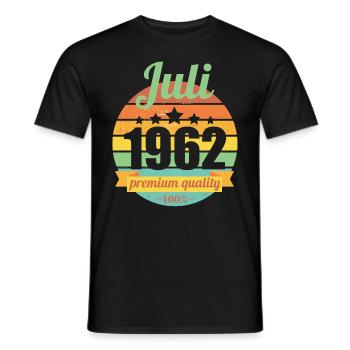 Born July 1962 60 years 60s 60th birthday - Men's T-Shirt - black - Front - AI Model Male 178 light (178cm)