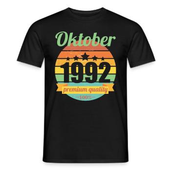 Born October 1992 30 years 30s 30th birthday - Men's T-Shirt - black - Front - AI Model Male 178 light (178cm)