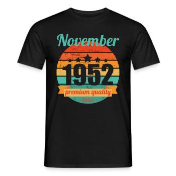 Born November 1952 70 years 70s 70th birthday - Men's T-Shirt - black - Front - AI Model Male 178 light (178cm)