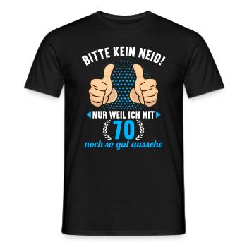 Bitte Kein Neid 70 Jahre alt 70.Geburtstag - Männer T-Shirt - Schwarz - Vorne - AI Model Male 178 light (178cm)