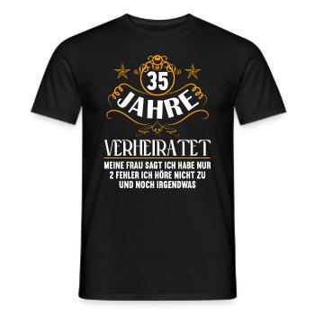 35 Jahre verheiratet nur 2 Fehler 35.Hochzeitstag - Männer T-Shirt - Schwarz - Vorne - AI Model Male 178 light (178cm)