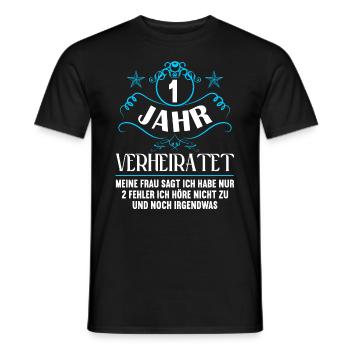 1 Jahre verheiratet nur 2 Fehler 1.Hochzeitstag - Männer T-Shirt - Schwarz - Vorne - AI Model Male 178 light (178cm)
