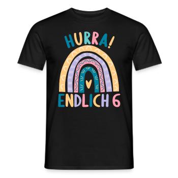 6 Jahre Geburtstagskind Regenbogen 6. Geburtstag - Männer T-Shirt - Schwarz - Vorne - AI Model Male 178 light (178cm)