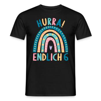 6 Jahre Geburtstagskind Regenbogen 6. Geburtstag - Männer T-Shirt - Schwarz - Vorne - AI Model Male 178 light (178cm)