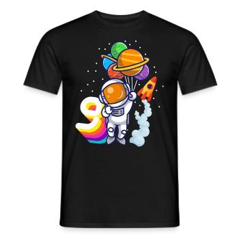 Astronaut 9th Birthday Space Boy Gift - Men's T-Shirt - black - Front - AI Model Male 178 light (178cm)