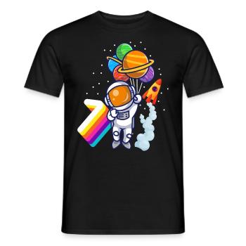 Astronaut 7th Birthday Space Boy Gift - Men's T-Shirt - black - Front - AI Model Male 178 light (178cm)