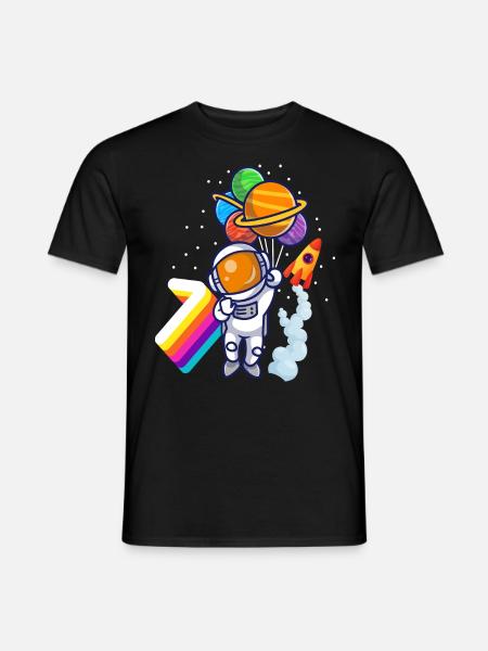Astronaut 7. Geburtstag Weltraum Jungen Geschenk - Männer T-Shirt - Schwarz