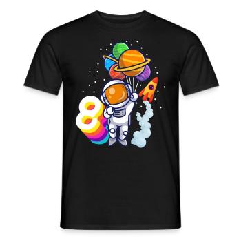 Astronaut 8th Birthday Space Boy Gift - Men's T-Shirt - black - Front - AI Model Male 178 light (178cm)