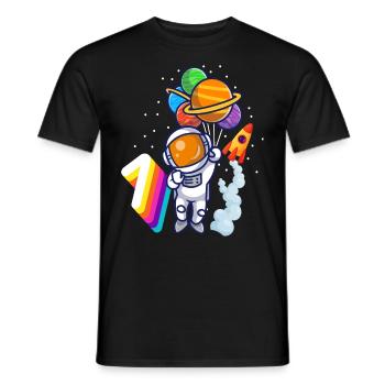 Astronaut 1st Birthday Space Boy Gift - Men's T-Shirt - black - Front - AI Model Male 178 light (178cm)