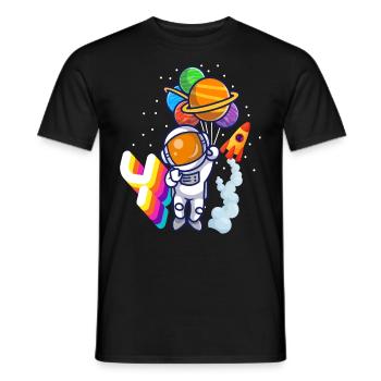 Astronaut 4th Birthday Space Boy Gift - Men's T-Shirt - black - Front - AI Model Male 178 light (178cm)
