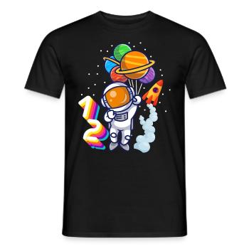 Astronaut 12th Birthday Space Boy Gift - Men's T-Shirt - black - Front - AI Model Male 178 light (178cm)