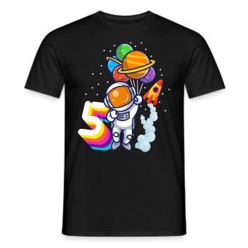 Astronaut 5th Birthday Space Boy Gift - Men's T-Shirt - black - Front - AI Model Male 178 light (178cm)