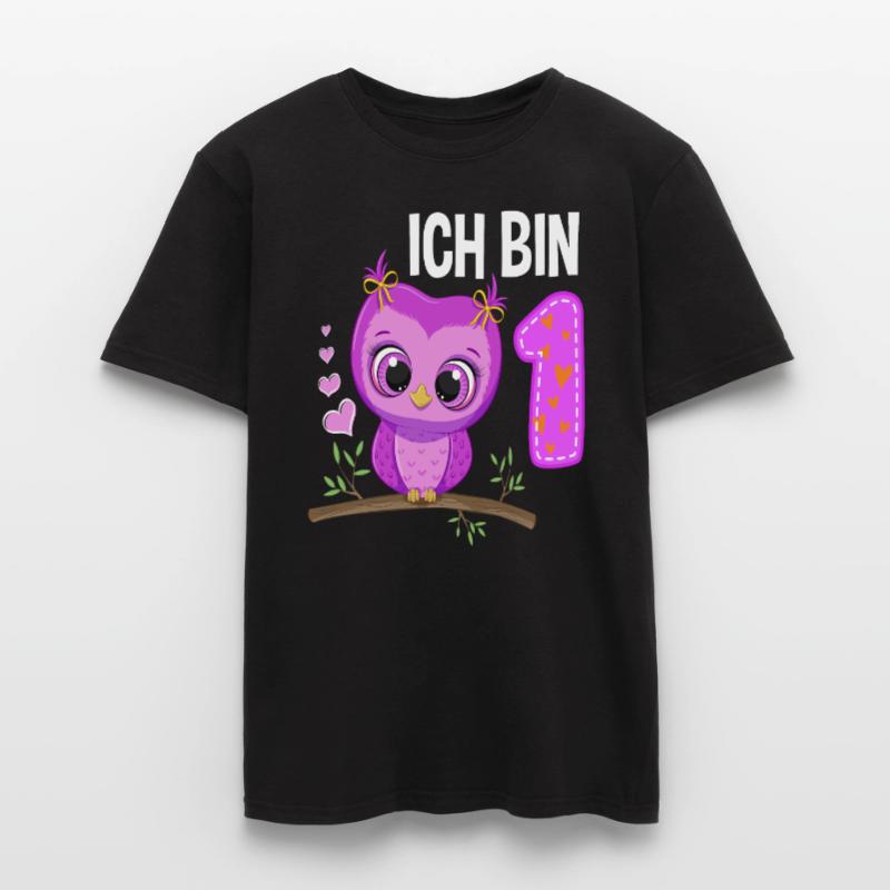 Ich Bin 1 Eule 1. Geburtstag Eulen Mädchen Männer T-Shirt