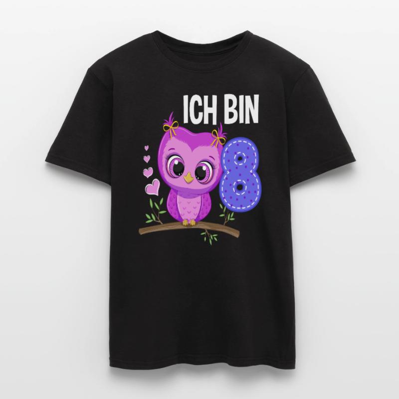 Ich Bin 8 Eule 8. Geburtstag Eulen Mädchen Männer T-Shirt