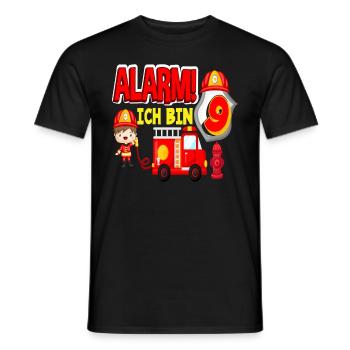 Alarm Ich Bin 9. Geburtstag Feuerwehr Junge - Männer T-Shirt - Schwarz - Vorne - AI Model Male 178 light (178cm)