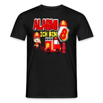 Alarm Ich Bin 8. Geburtstag Feuerwehr Junge - Männer T-Shirt - Schwarz - Vorne - AI Model Male 178 light (178cm)