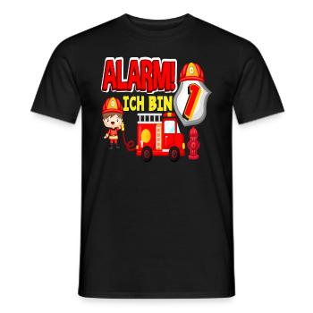 Alarm Ich Bin 1. Geburtstag Feuerwehr Junge - Männer T-Shirt - Schwarz - Vorne - AI Model Male 178 light (178cm)