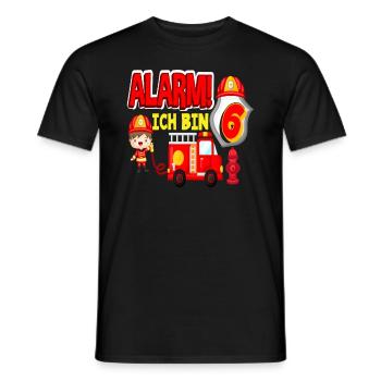 Alarm Ich Bin 6. Geburtstag Feuerwehr Junge - Männer T-Shirt - Schwarz - Vorne - AI Model Male 178 light (178cm)