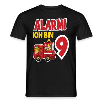 Alarm Ich Bin 9. Geburtstag Feuerwehr Junge - Männer T-Shirt - Schwarz - Vorne - AI Model Male 178 light (178cm)
