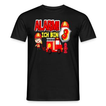 Alarm Ich Bin 3. Geburtstag Feuerwehr Junge - Männer T-Shirt - Schwarz - Vorne - AI Model Male 178 light (178cm)