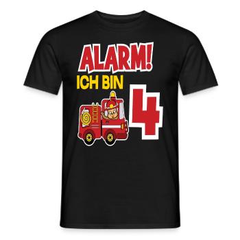 Alarm Ich Bin 4. Geburtstag Feuerwehrmann Junge - Männer T-Shirt - Schwarz - Vorne - AI Model Male 178 light (178cm)