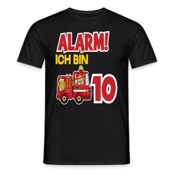 Alarm Ich Bin 10. Geburtstag Feuerwehrmann Junge - Männer T-Shirt - Schwarz - Vorne - AI Model Male 178 light (178cm)