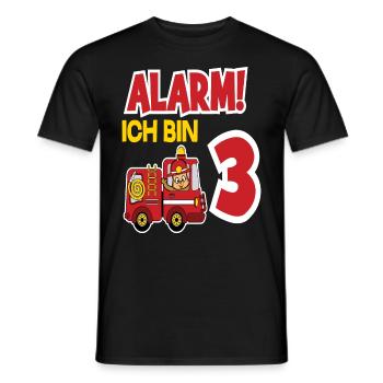 Alarm Ich Bin 3. Geburtstag Feuerwehrmann Junge - Männer T-Shirt - Schwarz - Vorne - AI Model Male 178 light (178cm)
