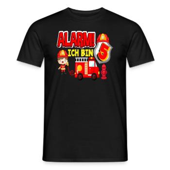 Alarm Ich Bin 5. Geburtstag Feuerwehr Junge - Männer T-Shirt - Schwarz - Vorne - AI Model Male 178 light (178cm)