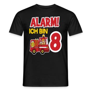 Alarm Ich Bin 8. Geburtstag Feuerwehrmann Junge - Männer T-Shirt - Schwarz - Vorne - AI Model Male 178 light (178cm)
