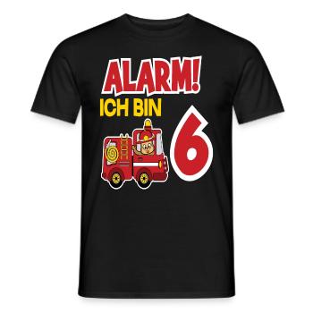 Alarm Ich Bin 6. Geburtstag Feuerwehrmann Junge - Männer T-Shirt - Schwarz - Vorne - AI Model Male 178 light (178cm)