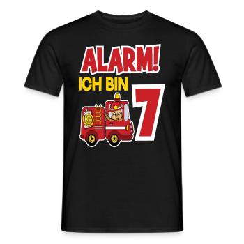 Alarm Ich Bin 7. Geburtstag Feuerwehrmann Junge - Männer T-Shirt - Schwarz - Vorne - AI Model Male 178 light (178cm)