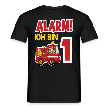 Alarm Ich Bin 1. Geburtstag Feuerwehrmann Junge - Männer T-Shirt - Schwarz - Vorne - AI Model Male 178 light (178cm)