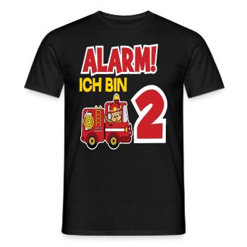 Alarm Ich Bin 2. Geburtstag Feuerwehrmann Junge - Männer T-Shirt - Schwarz - Vorne - AI Model Male 178 light (178cm)