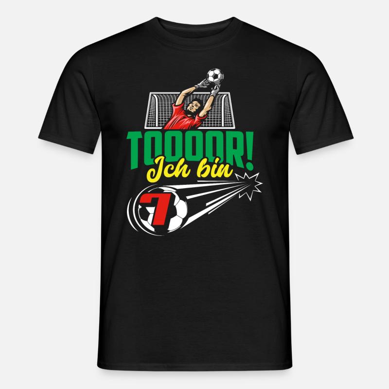 Fußball 7. Geburtstag Jungen Geschenk - Männer T-Shirt - Schwarz