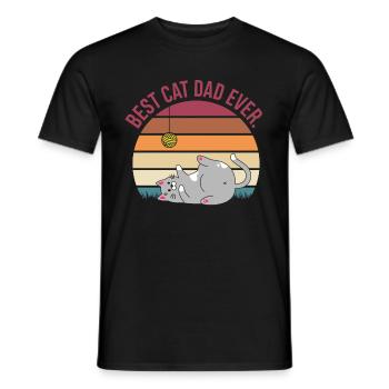 Katzen Papa - Männer T-Shirt - Schwarz - Vorne - AI Model Male 178 light (178cm)