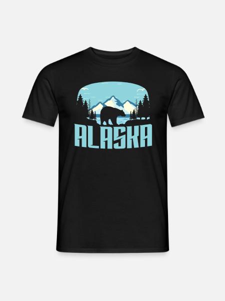 Montagnes de la forêt de l’Alaska - T-shirt homme - noir