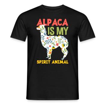 Alpaka Blumen Tier Geschenk - Männer T-Shirt - Schwarz - Vorne - AI Model Male 178 light (178cm)