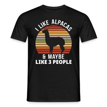 Alpaga rétro - T-shirt homme - noir - Devant - AI Model Male 178 light (178cm)
