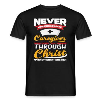 Christian Caregiver Jesus - Men's T-Shirt - black - Front - AI Model Male 178 light (178cm)