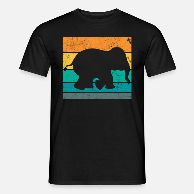 Retro Elefant - Männer T-Shirt - Schwarz