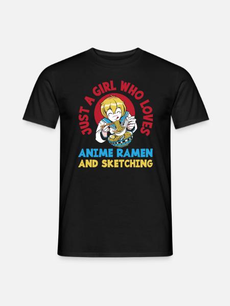 Mädchen Anime Ramen Zeichnen Geschenk - Männer T-Shirt - Schwarz