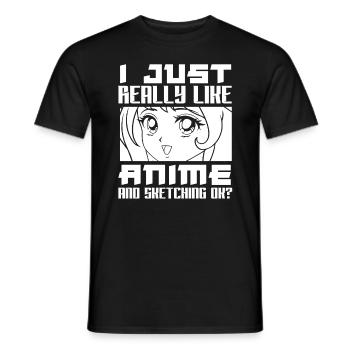 Anime Drawing Hobby Leisure Animes - Men's T-Shirt - black - Front - AI Model Male 178 light (178cm)
