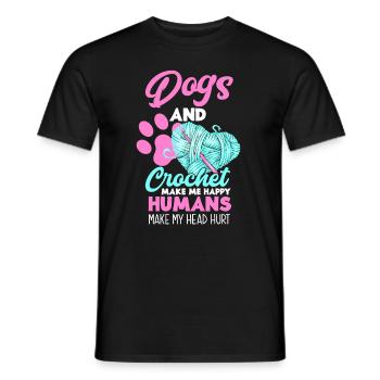 Crochet Dogs Hobby Gift - Men's T-Shirt - black - Front - AI Model Male 178 light (178cm)