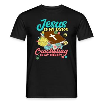 Crochet Jesus - Men's T-Shirt - black - Front - AI Model Male 178 light (178cm)