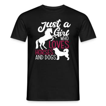 Juste une fille qui aime les chevaux et les chiens - T-shirt homme - noir - Devant - AI Model Male 178 light (178cm)