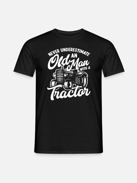 Farmer Old Man Tractor - Men's T-Shirt - black